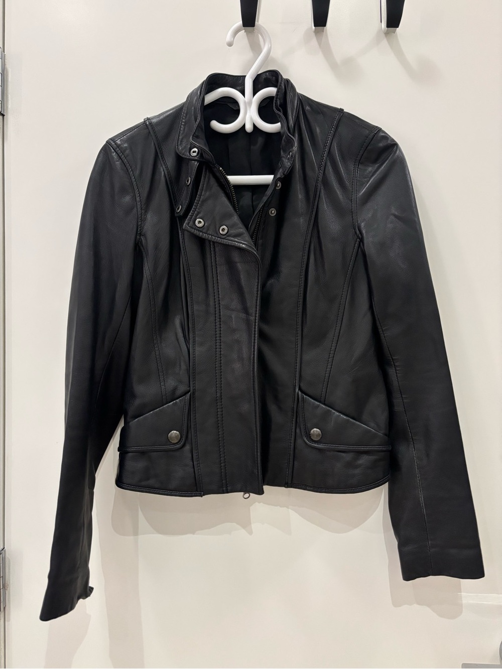 Armani Exchange Black Leather Moto Jacket